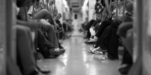 Commuters on a train
