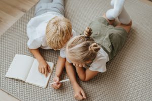 Two children working together