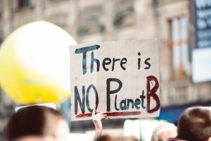 A sign at a march says "There is NO Planet B"